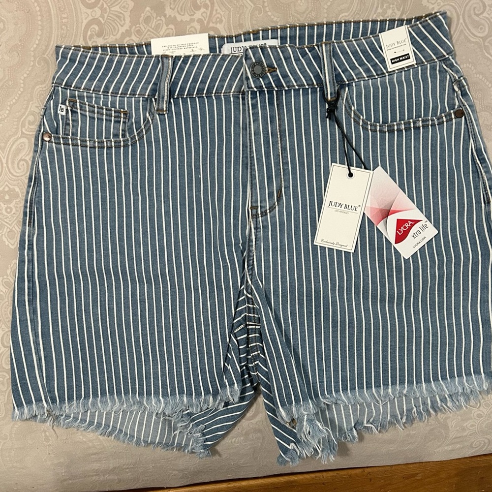 Judy Blue Women's Denim Striped Shorts